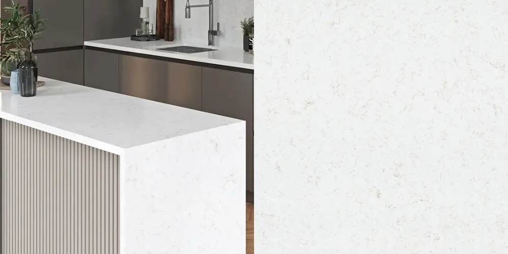 Quartz Azur Creme, 2 cm, Alb