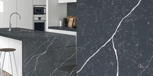 Quartz Calacatta Cassel, 2 cm, Gri/Negru