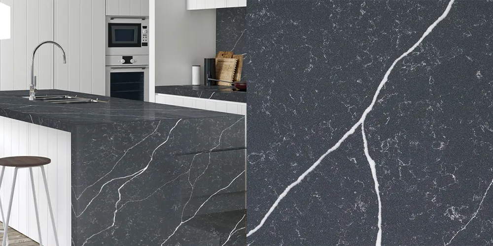 Quartz Calacatta Cassel, 2 cm, Gri/Negru