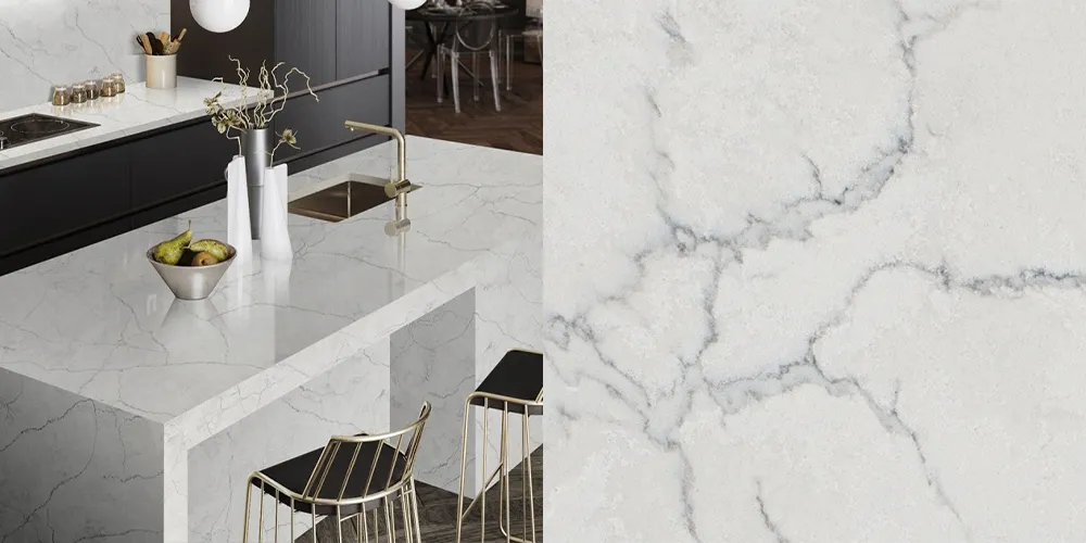 Quartz Calacatta Concorde, 2 cm, Alb