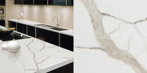 Quartz Calacatta Dauphine, 2 cm, Alb