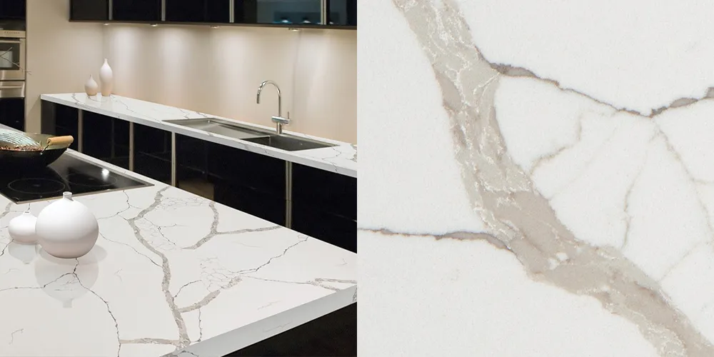 Quartz Calacatta Dauphine, 2 cm, Alb