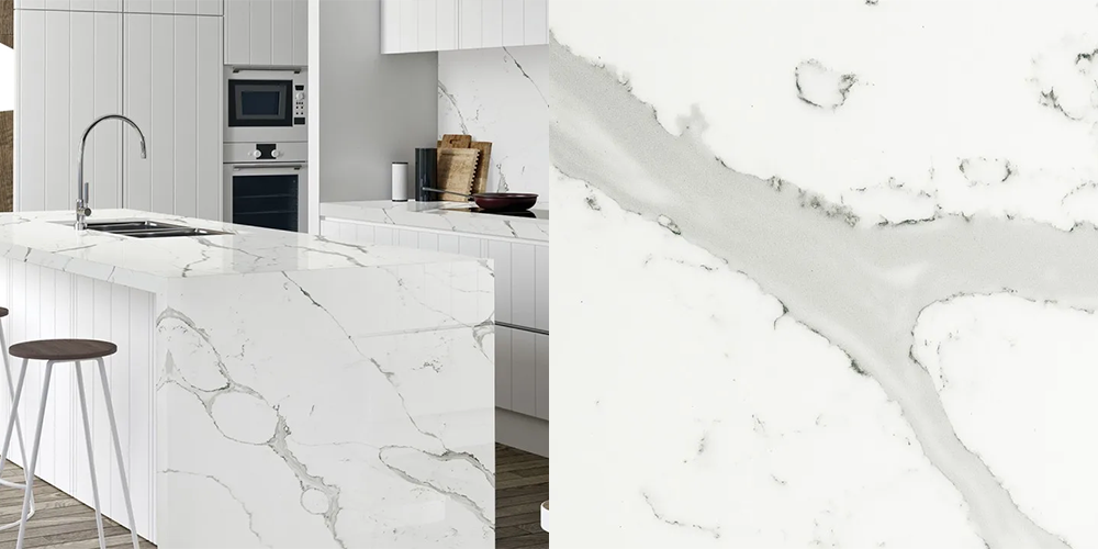 Quartz Calacatta Arras, 2 cm, Alb