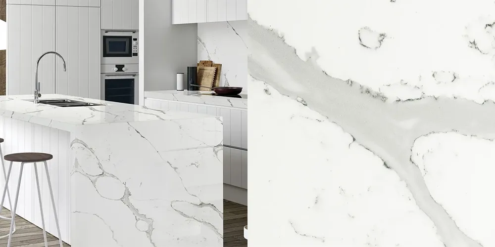 Quartz Calacatta Arras, 2 cm, Alb